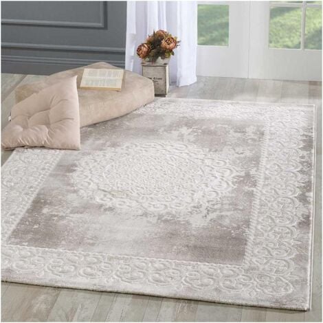 Tapis oriental 120x160 beige rectangle motif ancestral BALROD