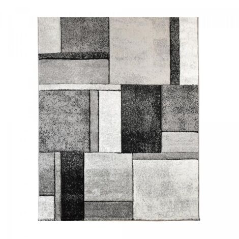 Tapis salon et chambre 280x380 gris rectangle tissé motif géométrique LYN8 GEOME