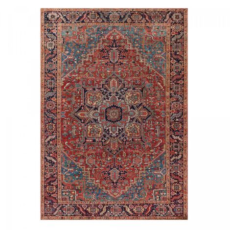 Tapis salon et chambre 200x290 bordeaux et gris tissé motif oriental VIVACE 3