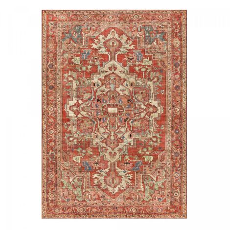 Tapis persan 200x290 cm rectangulaire orange tissé – Motif oriental – Anti-poussière et hydrofuge – Résistant aux UV – Dezenco