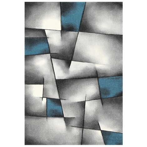 Tapis salon et chambre 280x380 turquoise rectangle tissé motif géométrique ULTIMA