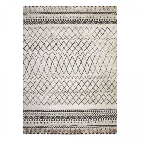 Tapis berbère motifs tribaux 120x170 crème LYN8  MABAL