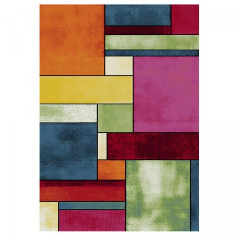 Tapis salon et chambre 200x290 multicolore rectangle tissé motif géométrique LYN8 GEOME