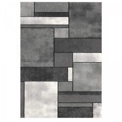 Tapis salon et chambre 280x380 gris rectangle tissé motif géométrique LYN8 GEOME