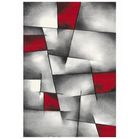 Tapis salon et chambre 140x140 rouge carré tissé motif géométrique ULTIMA