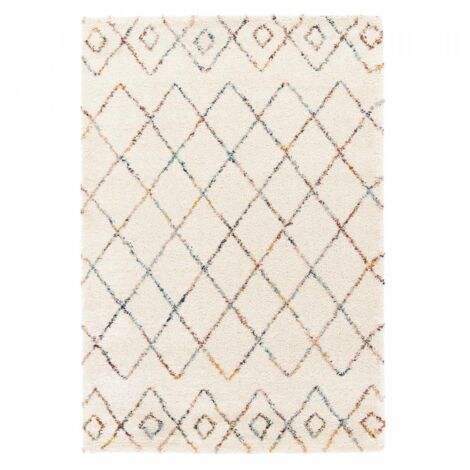 Tapis shaggy 200x290 crème tissé rectangle motif abstrait AMORE 8 (1/4)