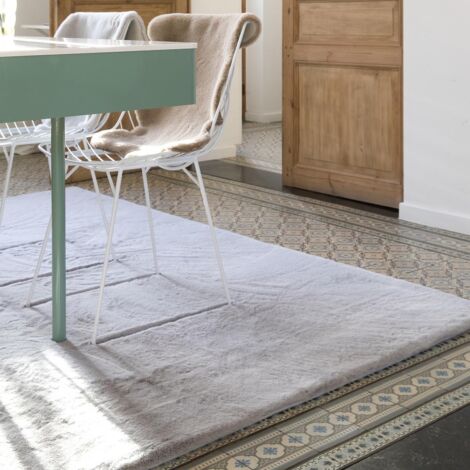 Tapis shaggy 120x160 gris tissé rectangle motif uni REXOU