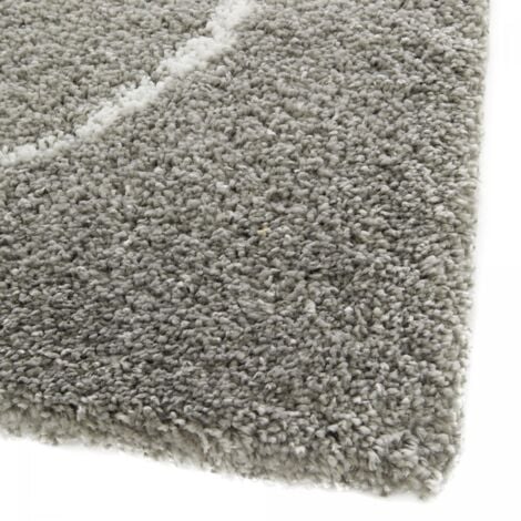 Tapis shaggy 120x170 gris et crème tissé rectangle motif abstrait AMORE 9