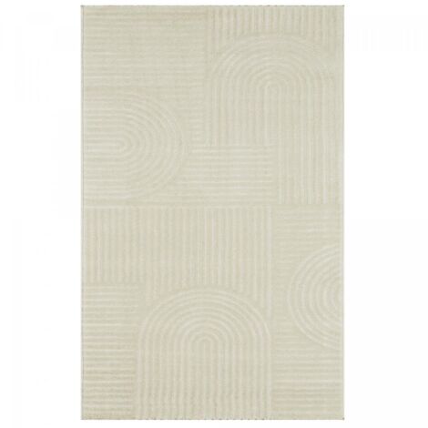 Tapis salon et chambre 80x150 crème rectangle tissé motif géométrique CERABI