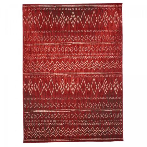 Tapis berbère motifs tribaux 200x290 rouge LYN1 BERBI (1/6)