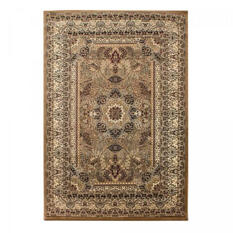 Tapis orient 80x150 beige rectangle motifs orientaux BISKO