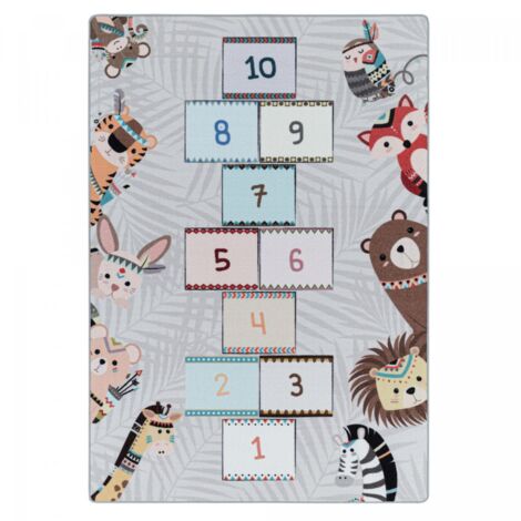Tapis enfant Lavable 30° 160x230 gris et marron HUSPLAY (1/5)