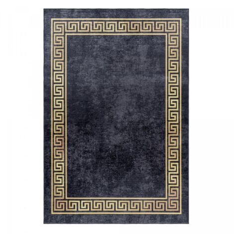 Tapis orient 80x150 noir et beige rectangle motifs orientaux HUSLIA (1/5)