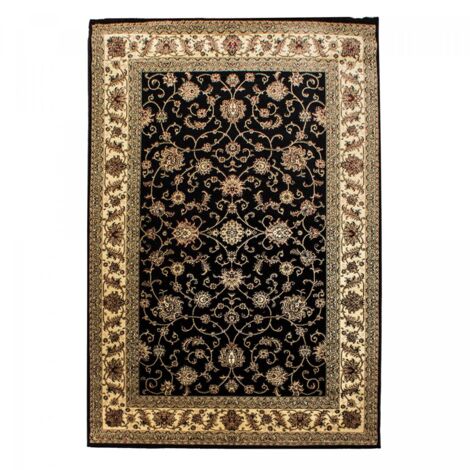 Tapis orient 200x290 noir rectangle motifs orientaux BISKO 1 (1/5)