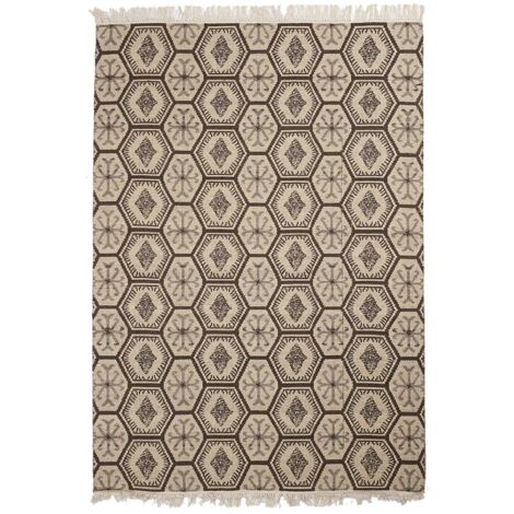 Tapis kilim reversible fait à la main en laine MALSA 200x290 gris (1/4)