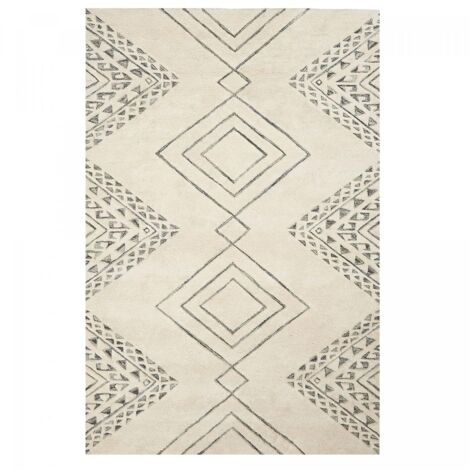 Tapis salon et chambre en laine 120x170 beige fait à la main (1/5)