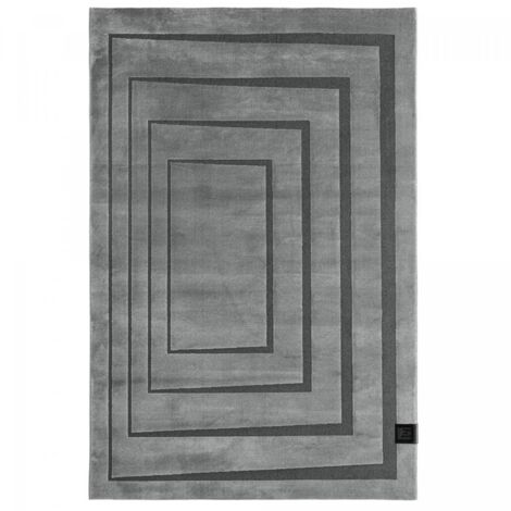 Tapis salon et chambre 160x230 gris et noir rectangle tissé motif géométrique PLAZA (1/5)