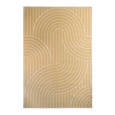 Tapis extérieur, kilim reversible LYN2 U REVERSIBLE 120x170 jaune et crème (1/5)
