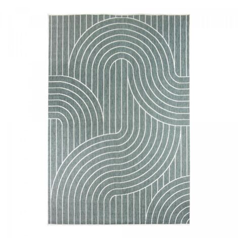 Tapis extérieur, kilim reversible LYN2 U REVERSIBLE 200x290 vert et crème (1/5)