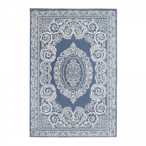 Tapis extérieur, kilim reversible LYN2 O REVERSIBLE 120x170 bleu et blanc (1/5)