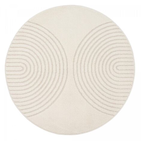 Tapis rond DEMILU  ∅ 120 cm Crème Tapis facile d'entretien idéal pour la chambre