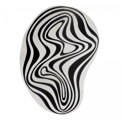 Tapis rond d'extérieur, kilim reversible AL REVERSIBLE200x290 noir et blanc (1/5)