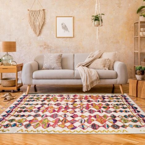 Tapis berbère motifs tribaux 40x60 multicolore LYN5