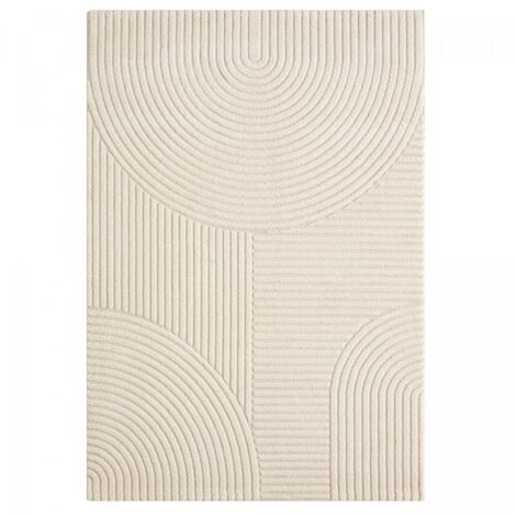 Tapis salon et chambre 280x380 crème rectangle tissé motif simple LYN9 CERNAN B