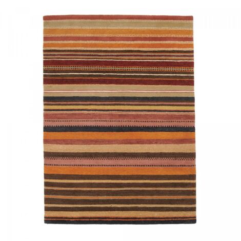 Tapis salon et chambre en laine 170x240 beige et marron fait main (1/4)