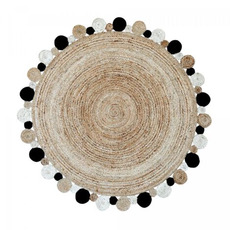 Tapis rond tissé main DIAMETRE 150 JT RONDI beige , tapis jute artisanal