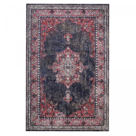 Tapis extérieur kilim 80x150 rouge et brun rectangle OZLEM (1/4)