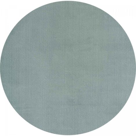 Tapis LYN10 LAVABLE 30°C Ø120cm Bleu, tapis shaggy uni à longs poils (1/3)