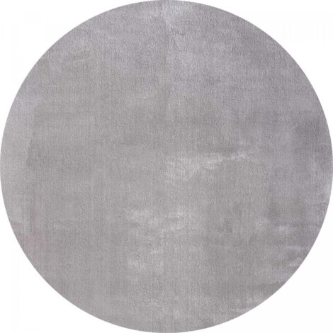 Tapis LYN10 LAVABLE 30°C Ø120cm Gris, tapis shaggy uni à longs poils (1/3)