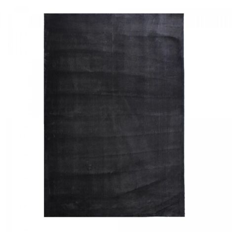 Tapis LYN10 LAVABLE 30°C 240x340 Noir, tapis shaggy uni à longs poils (1/5)
