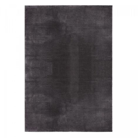 Tapis LYN10 LAVABLE 30°C 140x200 oval Anthracite, tapis shaggy uni à longs poils (1/5)