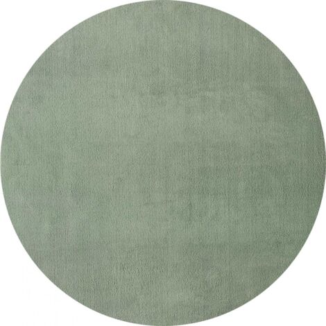 Tapis LYN10 LAVABLE 30°C Ø200cm Vert Clair, tapis shaggy uni à longs poils (1/4)