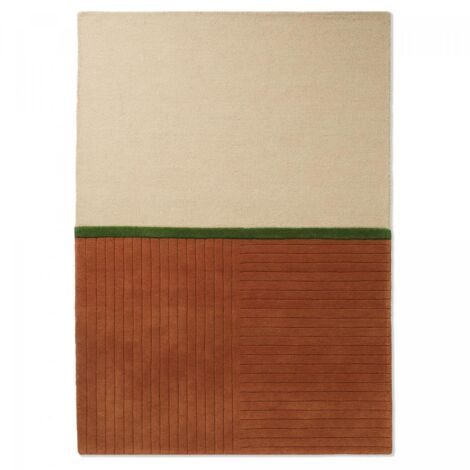 Tapis salon et chambre en laine 200x280 orange et vert rectangle fait main (1/5)