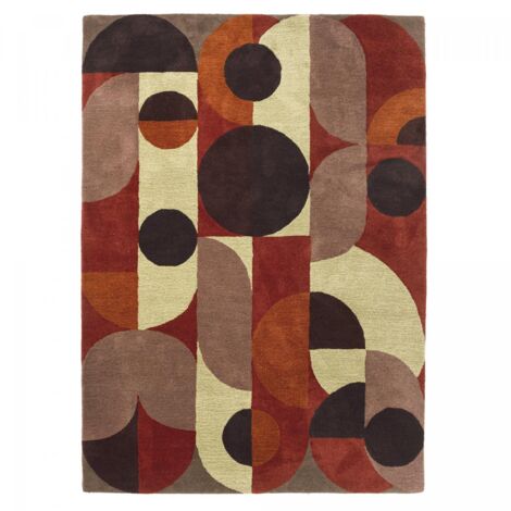 Tapis salon et chambre en laine 250x350 rouge et orange fait à la main (1/5)