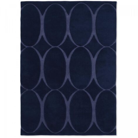 Tapis salon et chambre en laine 170x240 bleu marine rectangle fait à la main (1/5)