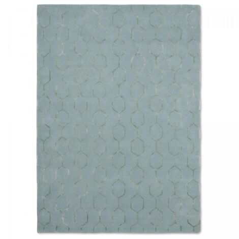 Tapis salon et chambre en laine 170x240 bleu et vert fait à la main (1/5)