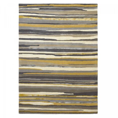 Tapis salon et chambre en laine 170x240 gris et taupe fait à la main (1/4)