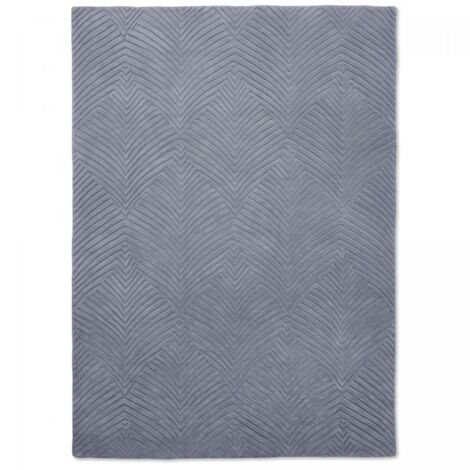 Tapis salon et chambre en laine 120x180 bleu et gris fait à la main (1/5)
