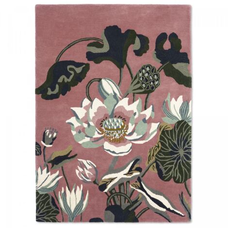 Tapis salon et chambre en laine 170x240 rose et vert fait à la main (1/5)