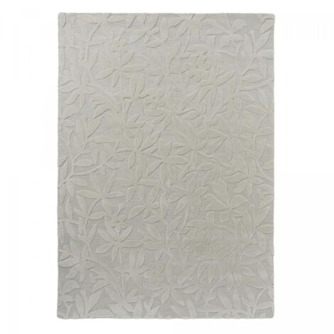 Tapis salon et chambre en laine 250x350 gris rectangle fait main motif floral CLEAVERS (1/5)