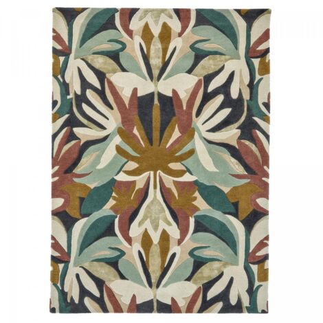 Tapis salon et chambre en laine 250x350 vert et beige fait à la main (1/5)