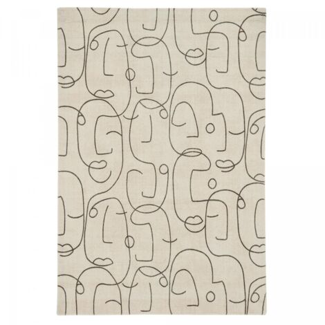 Tapis salon et chambre en laine 250x350 beige rectangle fait à la main (1/5)