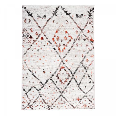 Tapis salon et chambre 100x100 crème carré tissé motif berbère MORYLA