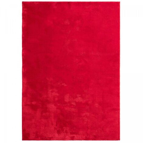 Tapis salon LYN10 LAVABLE rouge 160x220, tapis doux et soyeux à l'aspect : Shaggy (1/5)