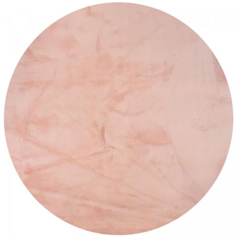 Tapis LYN10 LAVABLE 30°C Ø120cm Rose, tapis shaggy uni à longs poils (1/5)
