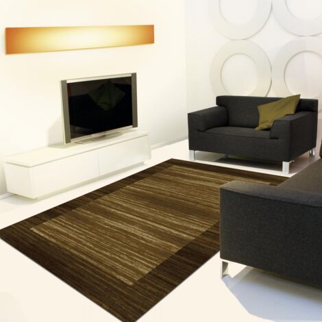 Tapis design et moderne 160x230 cm Rectangulaire LORIBAFT DUZLEN Marron Salon adapté au chauffage par le sol (1/4)